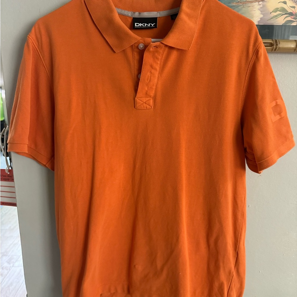 DKNY Men's Polo Shirt in Vibrant Orange